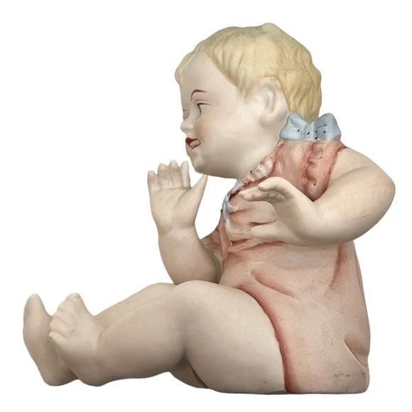 VINTAGE HOMCO OF JAPAN BISQUE PORCELAIN PIANO BABIES - SET OF 2